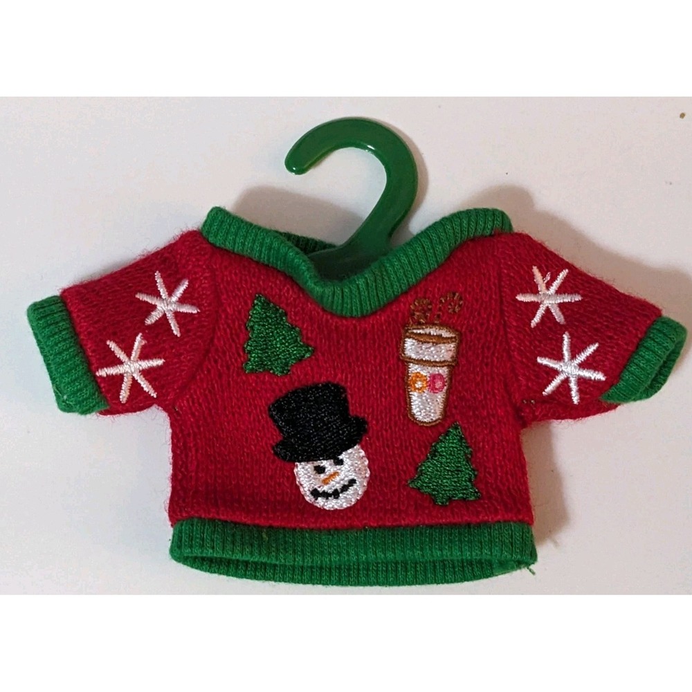 2014 Dunkin Donuts Mini Ugly Christmas Sweater Holiday Ornament Coffee